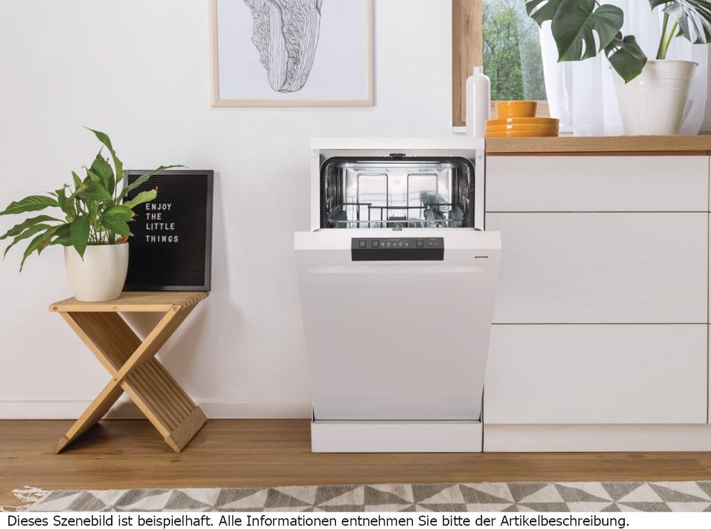 gorenje GS520E15W Freistehender Geschirrspüler 45cm Weiß - 9 Maßgedecke - 4 Programme - Besteckkorb - Edelstahlbottich - AquaStop - Selbstreinigender Filter - 3 in 1 - Funktion