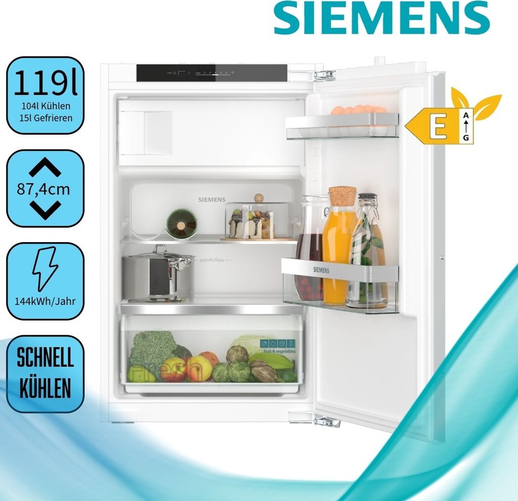 Siemens iQ300 KI22LVFE0, 119 l, Integriert, E, 35 dB, SN - ST, NoFrost - Funktion (Kühleinheit)