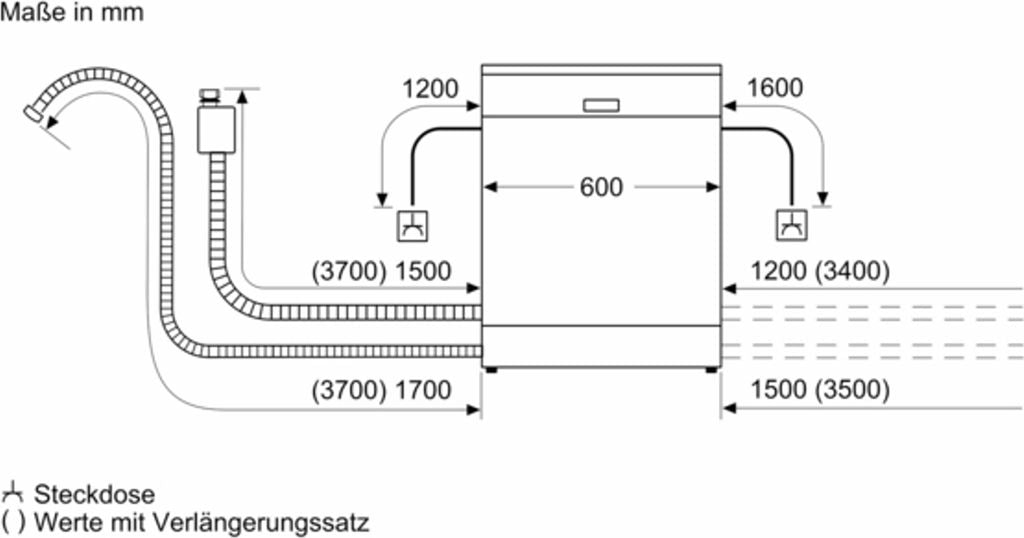 Siemens iQ300 SN23EC03ME, Freistehend, Standardgröße (60 cm), Schwarz, Edelstahl, Schwarz, Tasten, 1,75 m