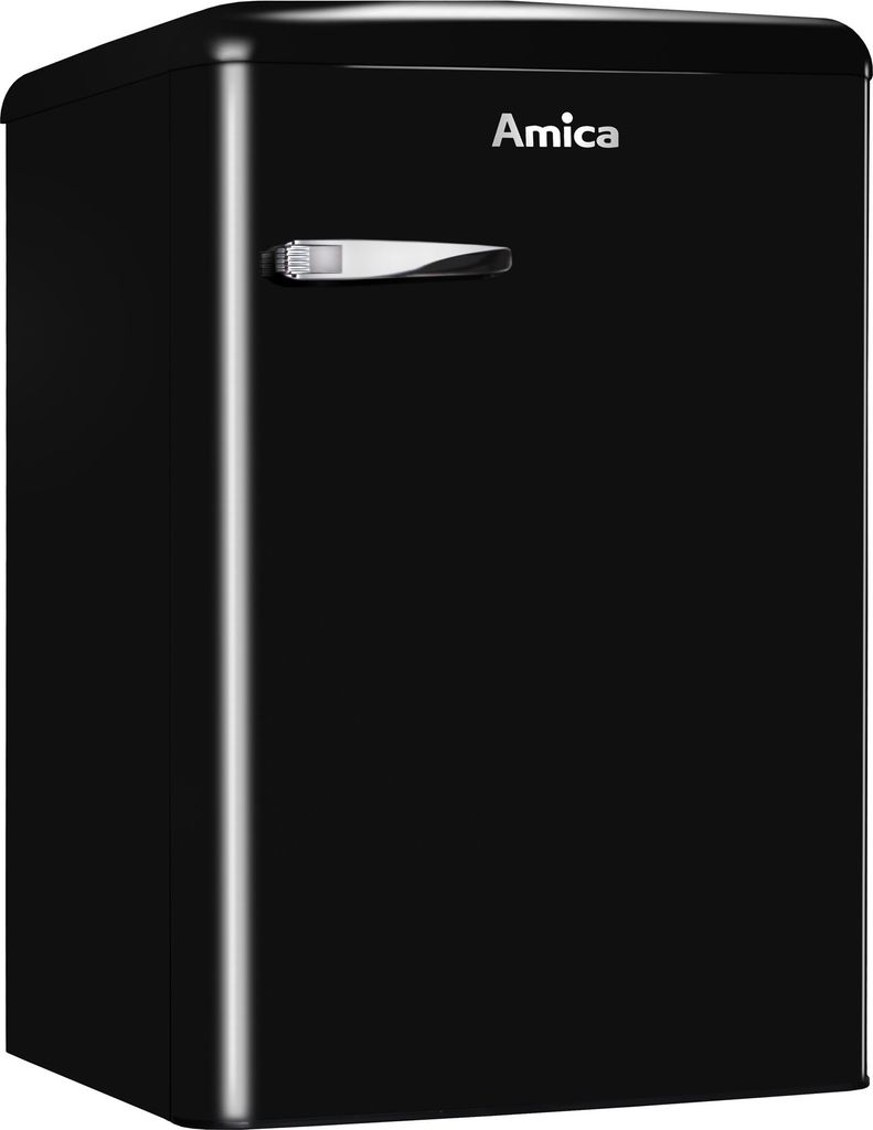 Amica KS 15614 S, Kühlschrank mit Gefrierfach im Retro Design, 85 cm Höhe, black,