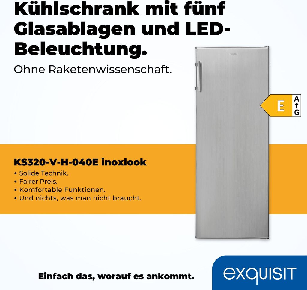 Exquisit Vollraumkühlschrank KS320 - V - H - 040E inoxlook