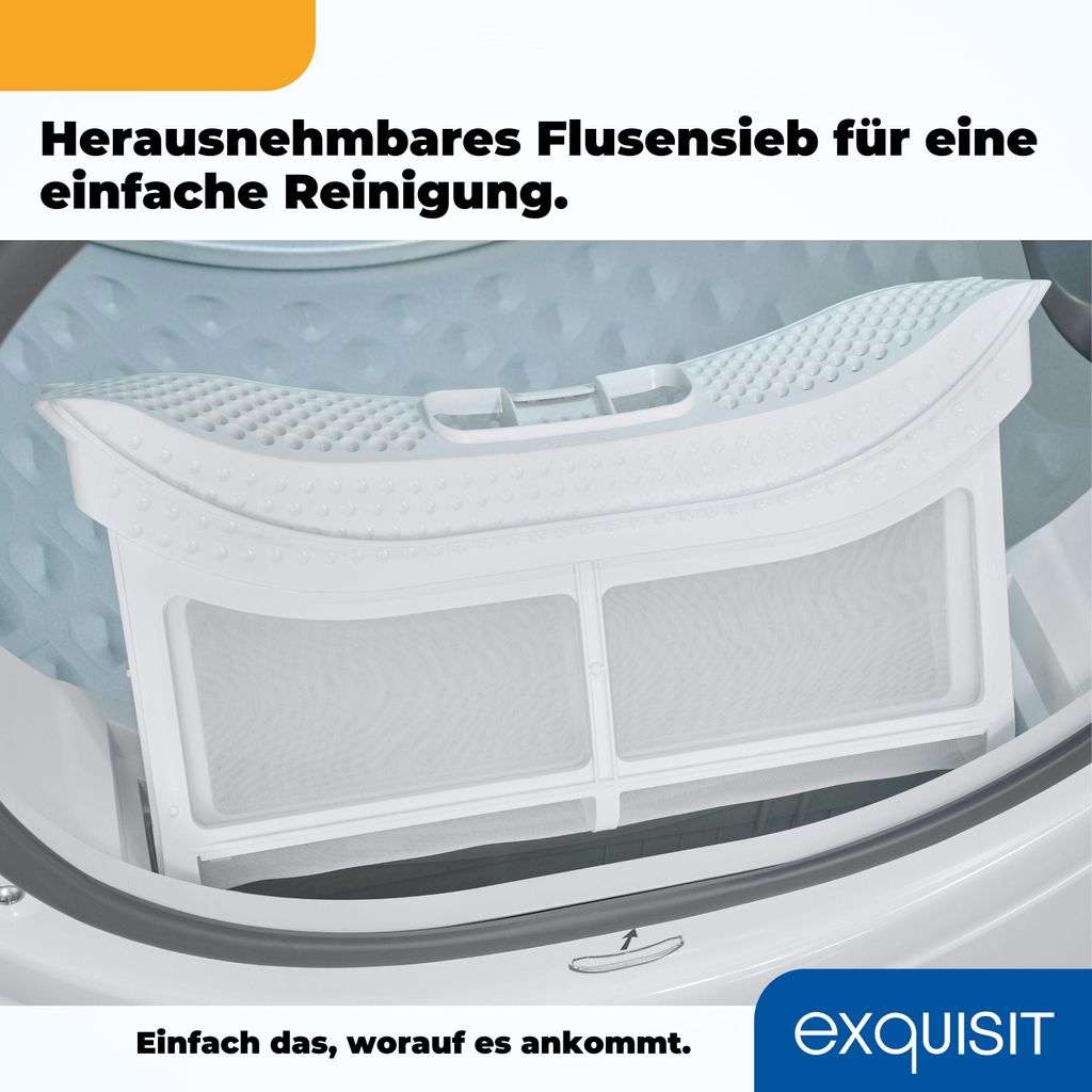 Exquisit Wärmepumpentrockner, 8kg Trockner mit 16 Programmen, Startzeitvorwahl, Knitterschutz, TWP803 - 030E weiss