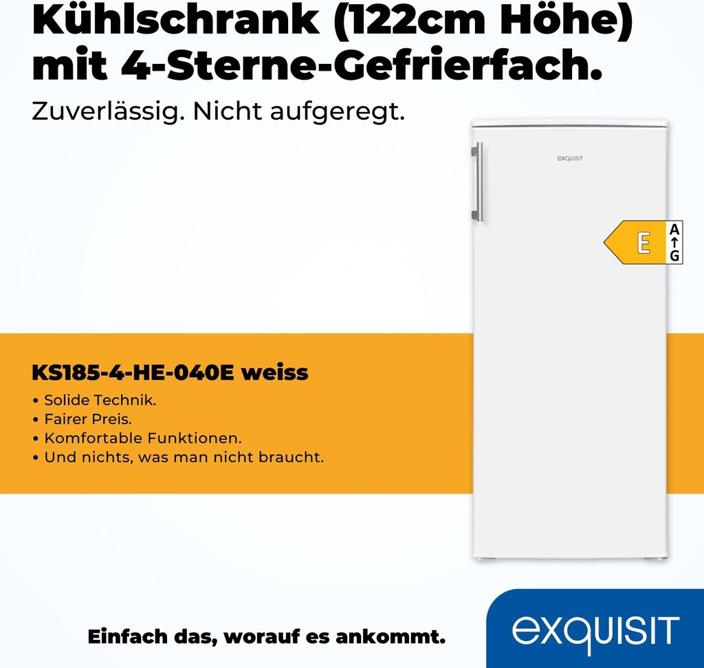 Exquisit Kühlschrank KS185 - 4 - HE - 040E weiss