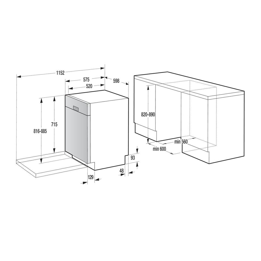 gorenje GU642C90W Geschirrspüler Unterbau, 60 cm, 14 Maßgedecke, Weiß