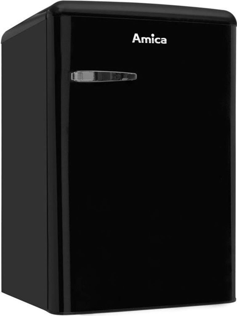 Amica KS 15614 S, Kühlschrank mit Gefrierfach im Retro Design, 85 cm Höhe, black,