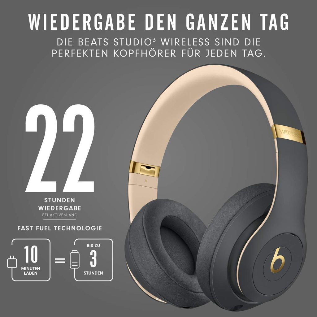 Apple Studio 3, Verkabelt & Kabellos, Anrufe/Musik, 260 g, Kopfhörer, Grau