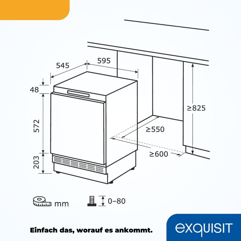 Exquisit Unterbau Vollraumkühlschrank UKS140 - V - FE - 010E