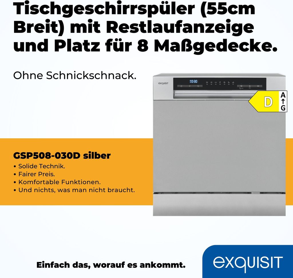 Exquisit Geschirrspüler GSP508 - 030D silber