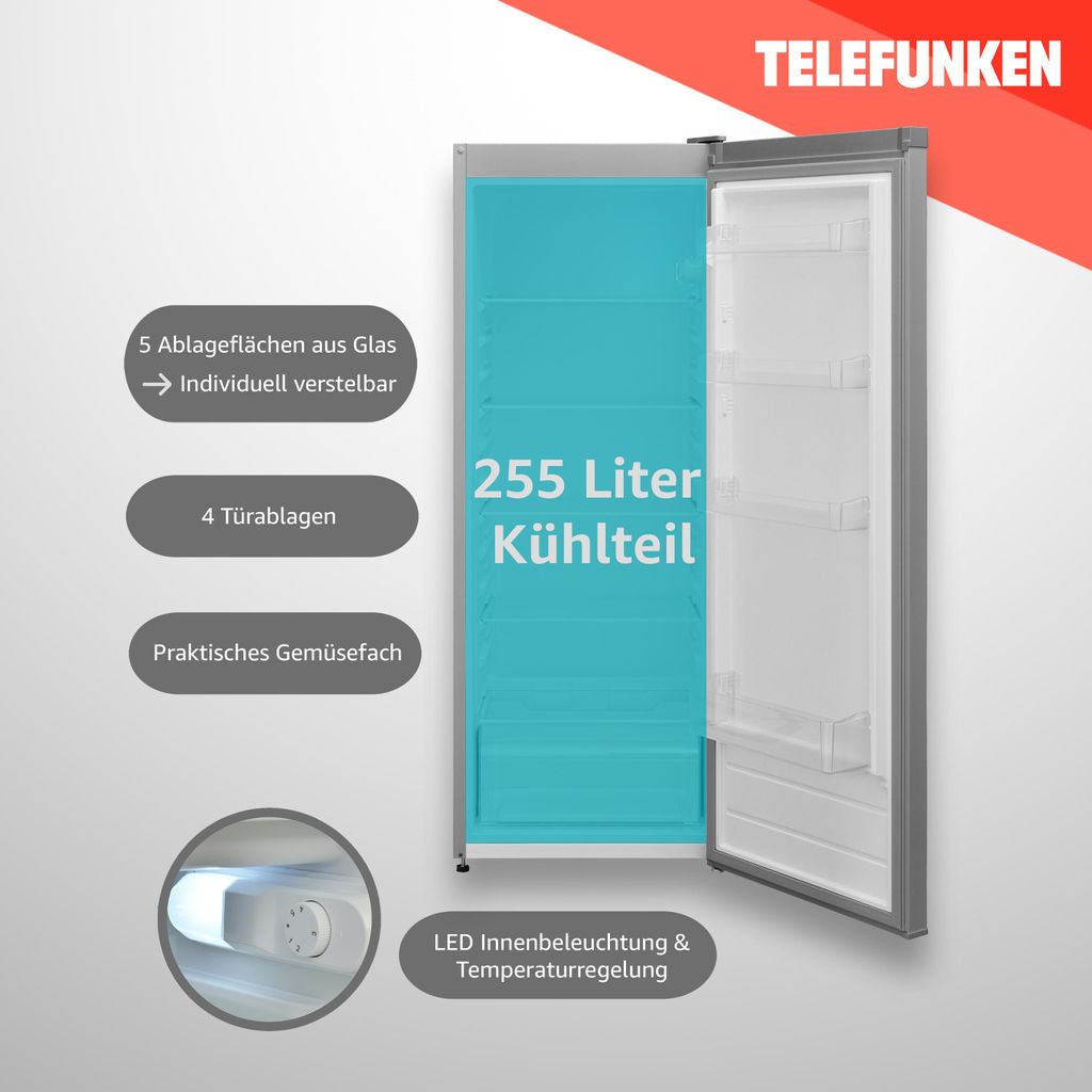 TELEFUNKEN KTFK265E2 Kühlschrank ohne Gefrierfach 255 Liter