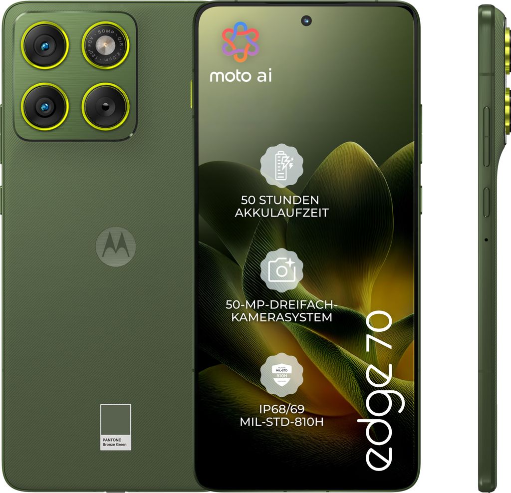 Motorola edge 70 , 17 cm (6.7"), 12 GB, 512 GB, 50 MP, Android 16.0, Grün