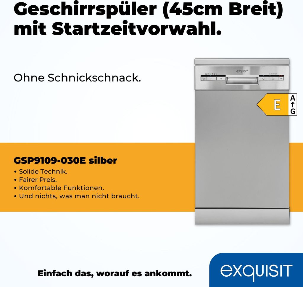 Exquisit Geschirrspüler GSP9109 - 030E silber