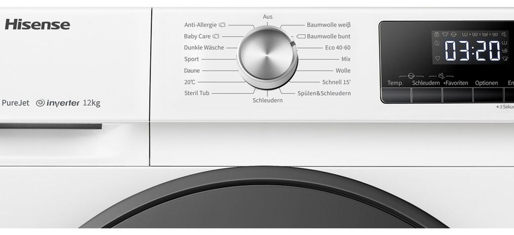 Hisense WFQA1214EVJM Waschmaschine Frontlader 12 kg - 1400 U/min. - 9 Programme - AquaStop, Weiß
