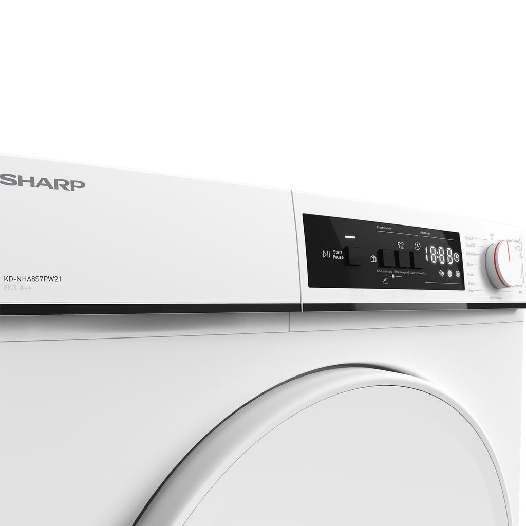 Sharp KD - NHA8S7PW21 - DE Wärmepumpentrockner 8kg 15Programme SoftTouch - Bedienung