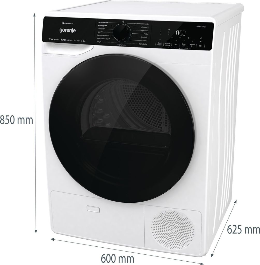 gorenje DPNA93W Wärmepumpentrockner Wäschetrockner, 9 kg, NatureDry, Autodrain