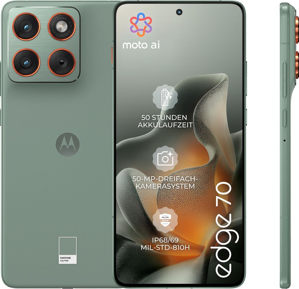 Motorola edge 70 , 17 cm (6.7"), 12 GB, 512 GB, 50 MP, Android 16.0, Grün