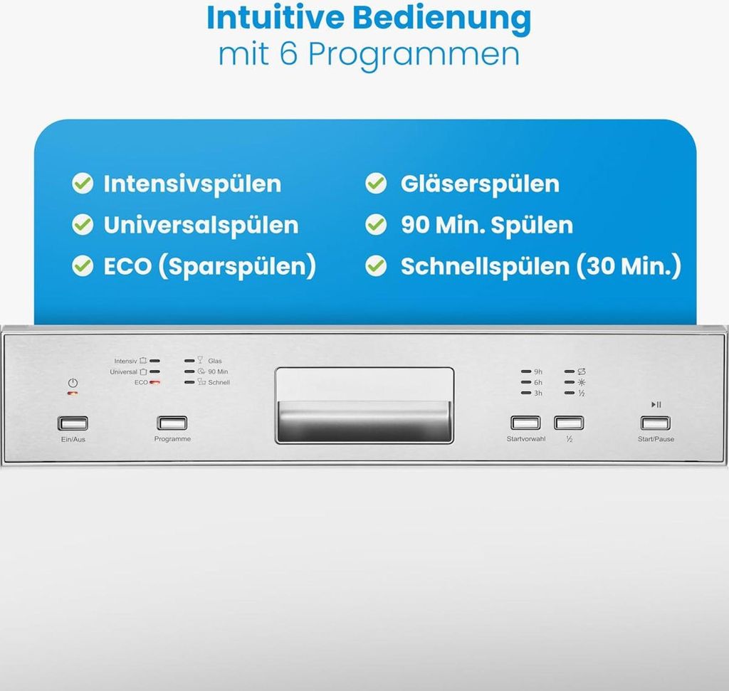 Bomann Geschirrspüler 60cm, teilintegrierte Ausführung, sehr leise, automatische Türöffnung, inkl. Aquastop, 40° - 65°C, 6 Programme - GSPE 7423 TI
