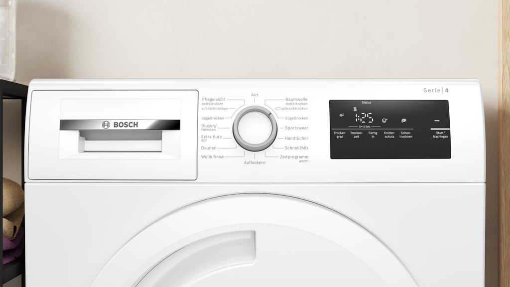 Bosch Serie 4 WTH83V03, Freistehend, Frontlader, Kondensation, Weiß, Drehregler, Rechts