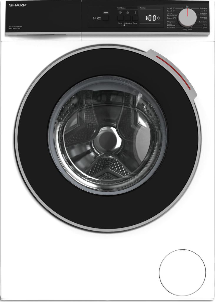 Sharp ES - NFA816BW1NA - DE Waschmaschine (8 kg, EEK A, 1600 U/min.), (Inverter Motor, AquaStop), Weiß