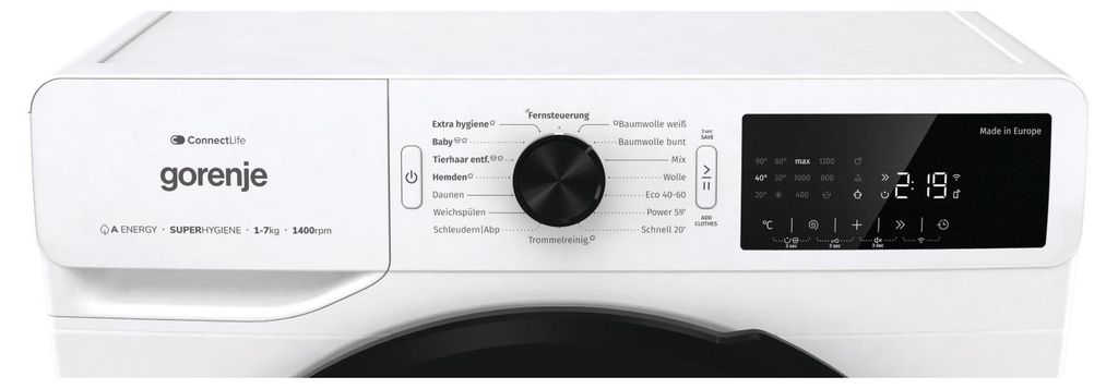 gorenje G400 Freistehend Waschmaschine, 7 kg, 1400 U/min., Frontlader, 7 kg, B, 76 dB, 1400 RPM, A