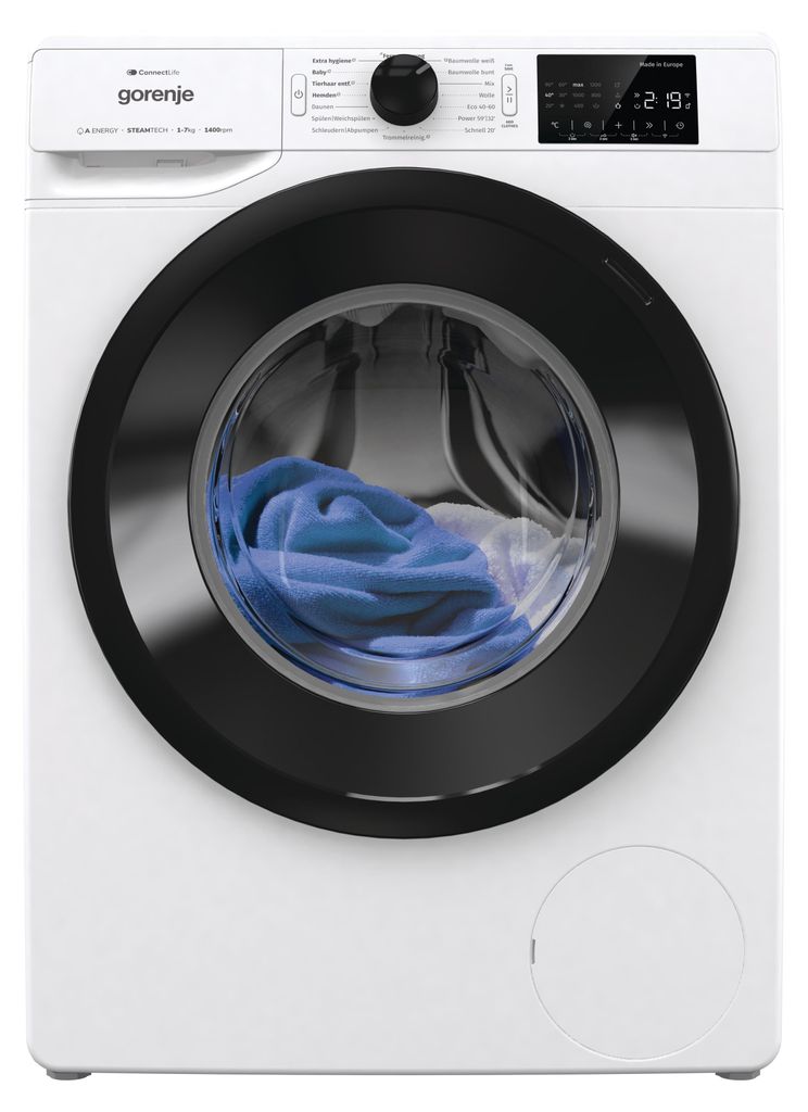 gorenje WPNEI74A1TS Waschmaschine, 7 kg Fassungsvermögen, 1400U/Min, ConnectLife, 15 Programme, weiß