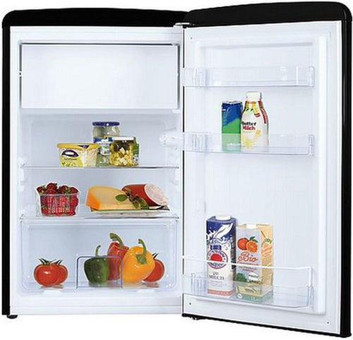 Amica KS 15614 S, Kühlschrank mit Gefrierfach im Retro Design, 85 cm Höhe, black,