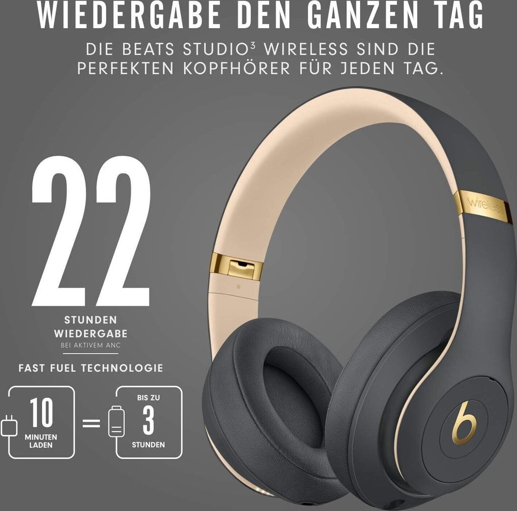 Apple Studio 3, Verkabelt & Kabellos, Anrufe/Musik, 260 g, Kopfhörer, Grau