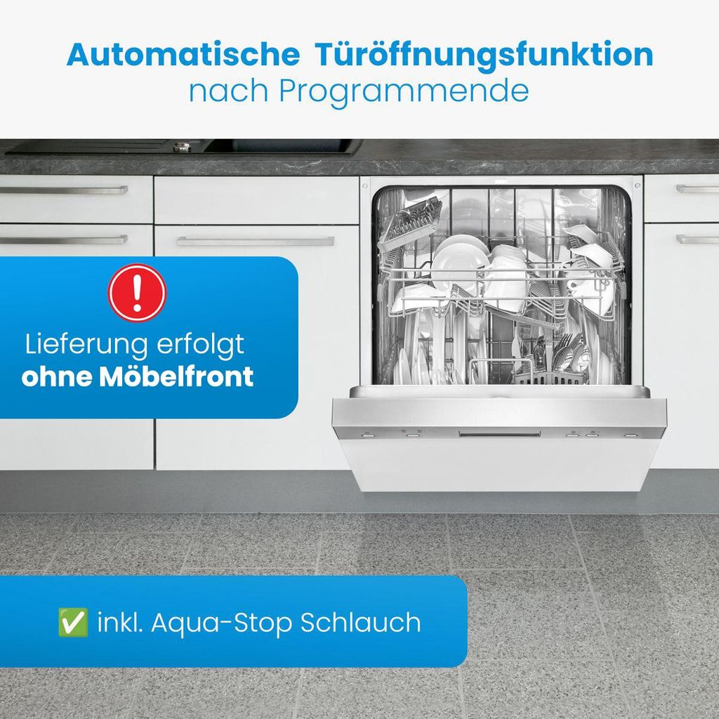 Bomann Geschirrspüler 60cm, teilintegrierte Ausführung, sehr leise, automatische Türöffnung, inkl. Aquastop, 40° - 65°C, 6 Programme - GSPE 7423 TI