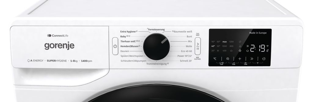 gorenje WPNEI84A1TS Waschmaschine, 8kg, 1400 U/min., Dampffunktion, 15 Progamme, WaveActive Trommel, ConnectLife WIFI