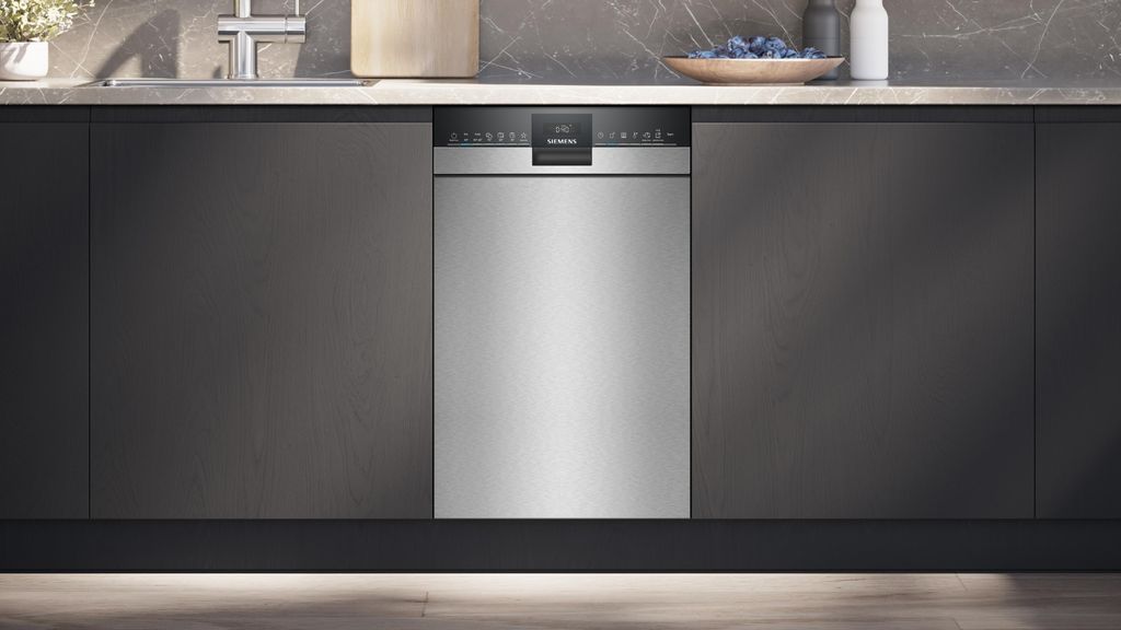 Siemens SR43ES25ME, Unterbau, Single (45 cm breit), Gebürsteter Stahl, Schwarz, Tasten, 1,75 m