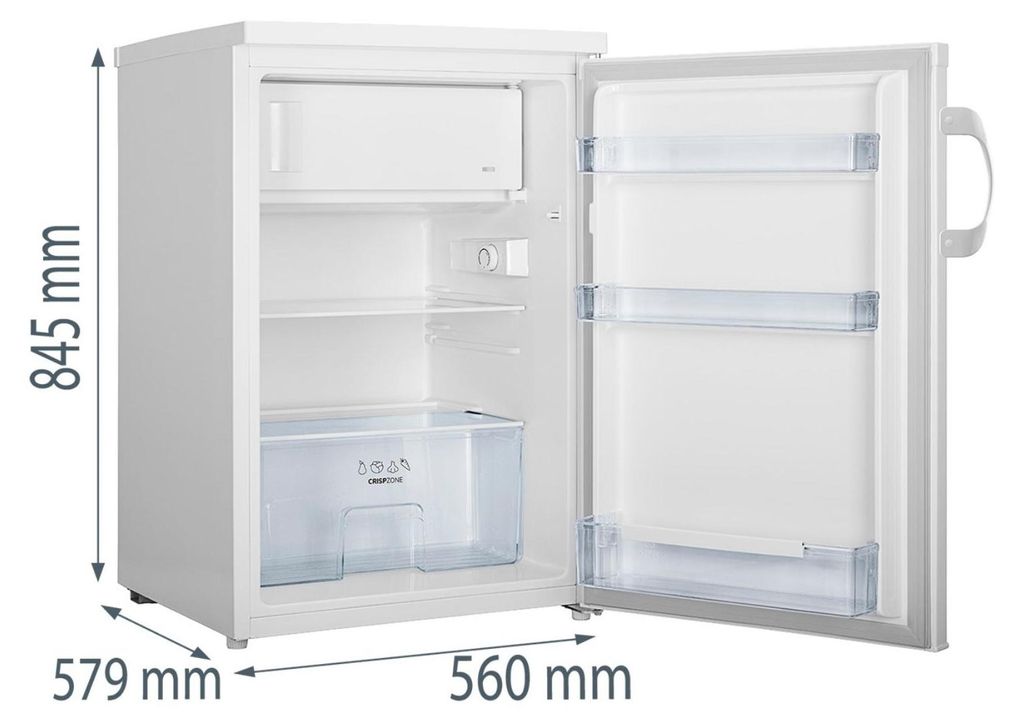gorenje Freistehend Kühlschrank, 84.5 x 56 x 59.8 cm, Weiß, 120 l, Freistehend, C, 37 dB, N - T, 2 kg/24h