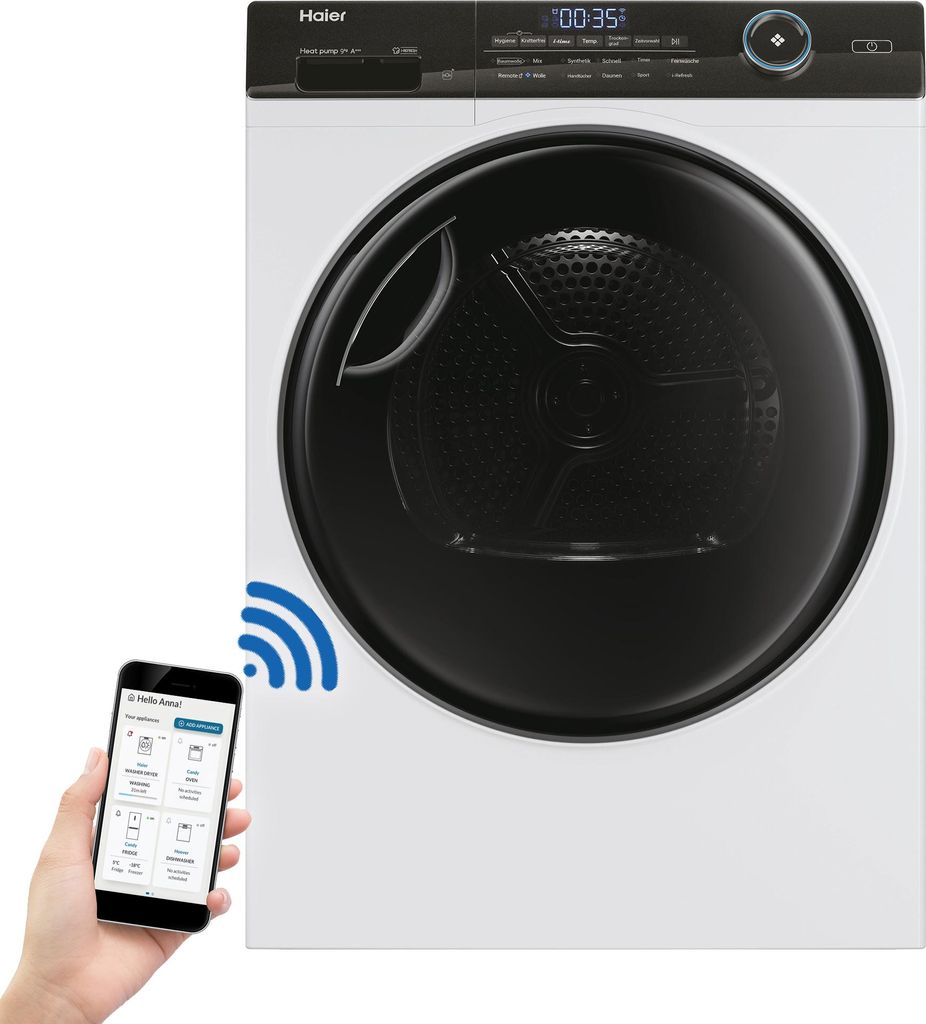 Haier HD90 - A3TEAM5 Wärmepumpentrockner hOn - App 9kg I - Refresh Startzeitvorwahl