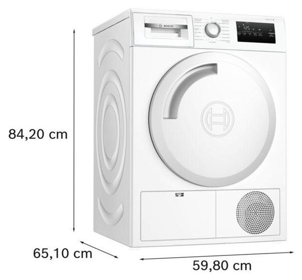 Bosch Serie 4 WTH83V03, Freistehend, Frontlader, Kondensation, Weiß, Drehregler, Rechts