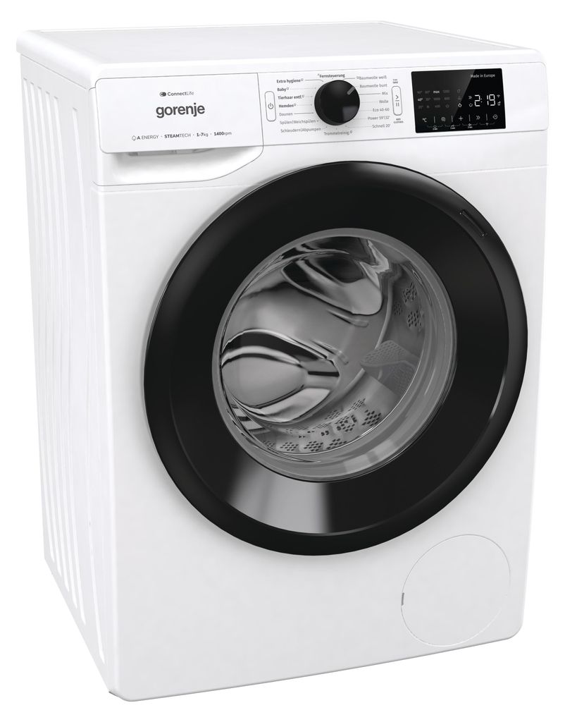 gorenje WPNEI74A1TS Waschmaschine, 7 kg Fassungsvermögen, 1400U/Min, ConnectLife, 15 Programme, weiß