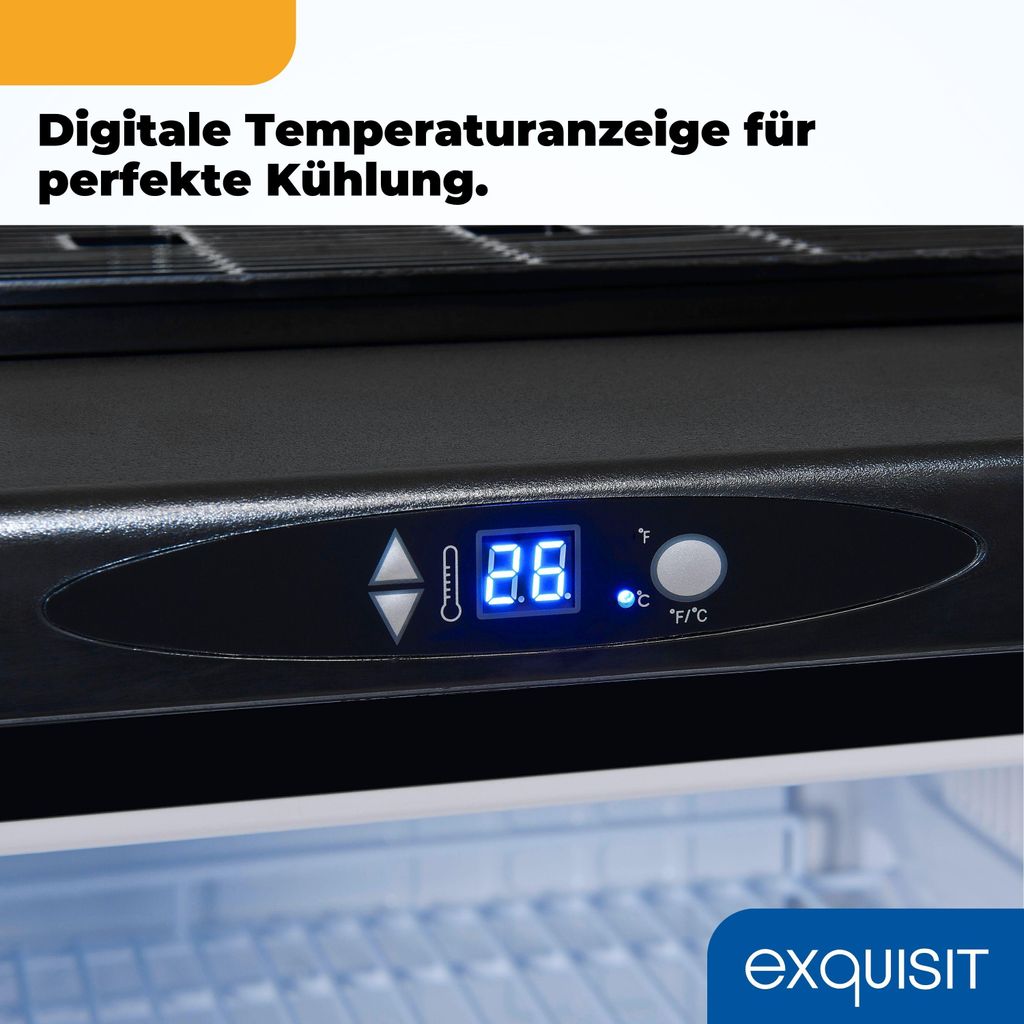 Exquisit Bierkühler, 163 Liter, mit Zapfvorrichtung, Gitterablagen, Türanschlag wechselbar, 89 cm Höhe, 42 dB, Display, BK160 - HE - 300G inox