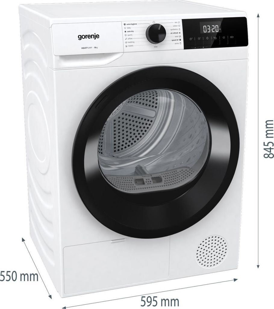 gorenje DHNE82, Wärmepumpentrockner, freistehend, Frontlader, 8 kg