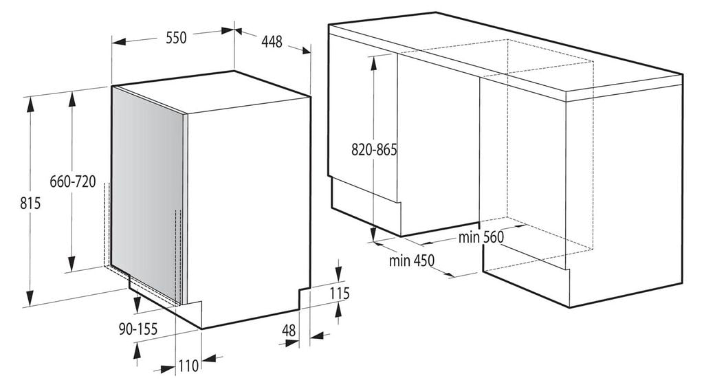 gorenje GV583C10 vollintegrierter Geschirrspüler 45 cm, Voll integriert, Single (45 cm breit), Weiß, Berührung, 3 Korb/Körbe, Korb