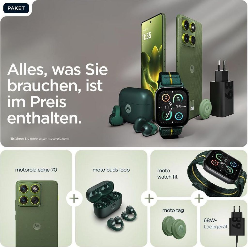 Motorola edge 70 , 17 cm (6.7"), 12 GB, 512 GB, 50 MP, Android 16.0, Grün