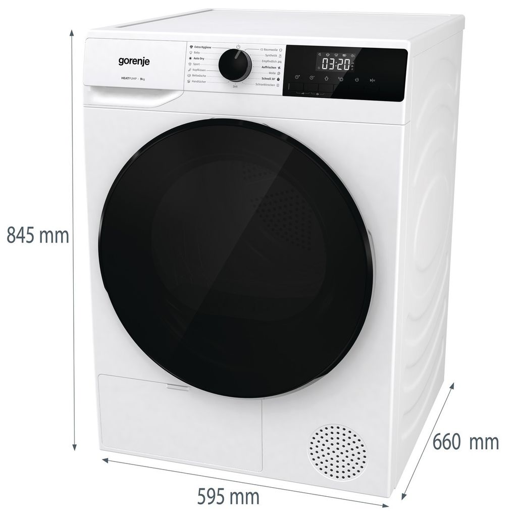 gorenje DHNA92/DE Wäschetrockner mit Wärmepumpe, TwinAir, Kindersicherung, freistehend, 9 kg