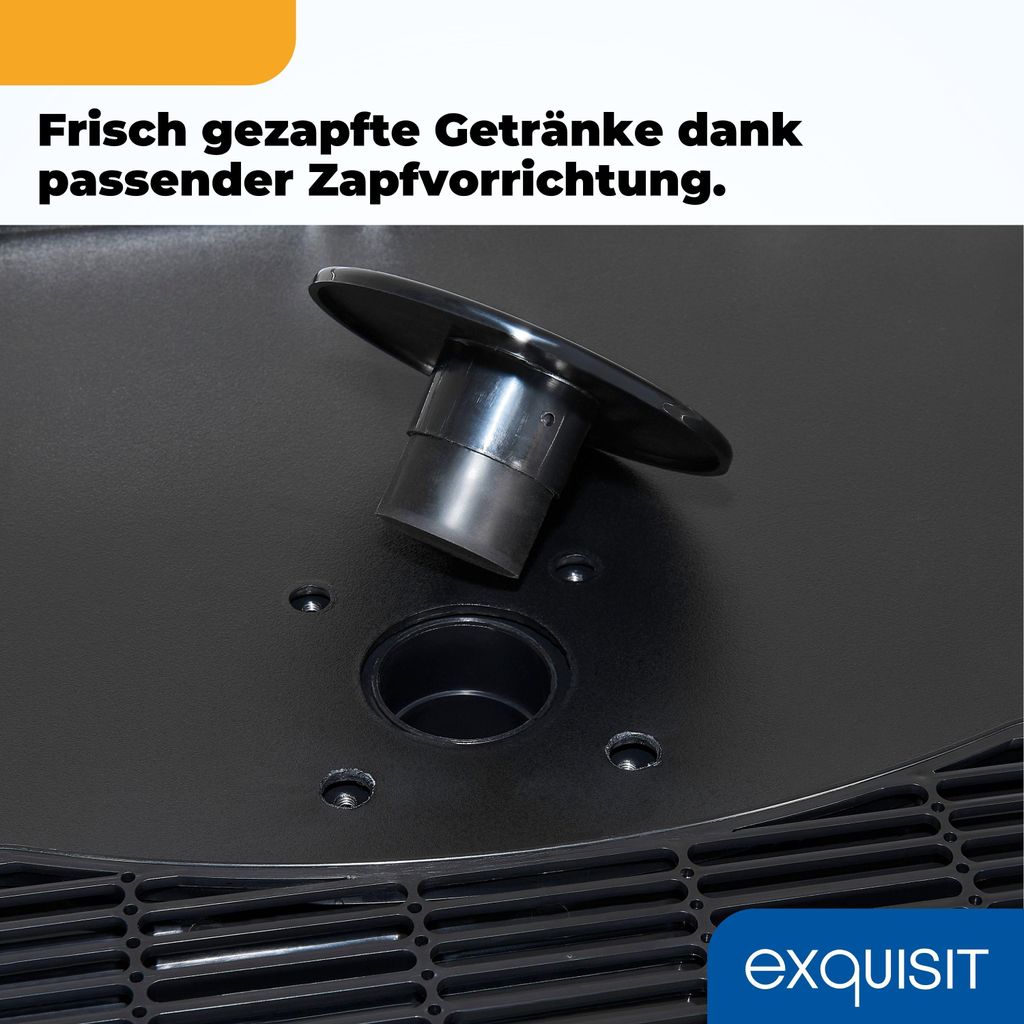 Exquisit Bierkühler, 163 Liter, mit Zapfvorrichtung, Gitterablagen, Türanschlag wechselbar, 89 cm Höhe, 42 dB, Display, BK160 - HE - 300G inox