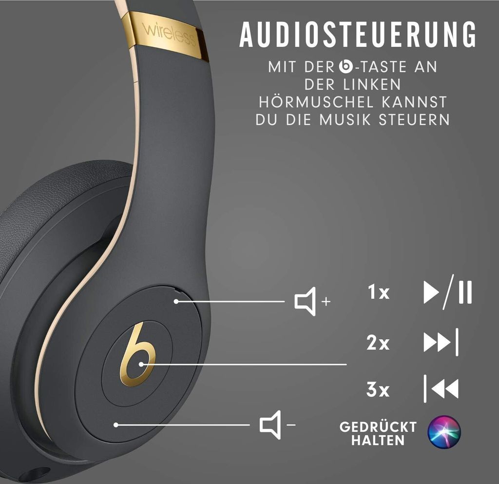 Apple Studio 3, Verkabelt & Kabellos, Anrufe/Musik, 260 g, Kopfhörer, Grau