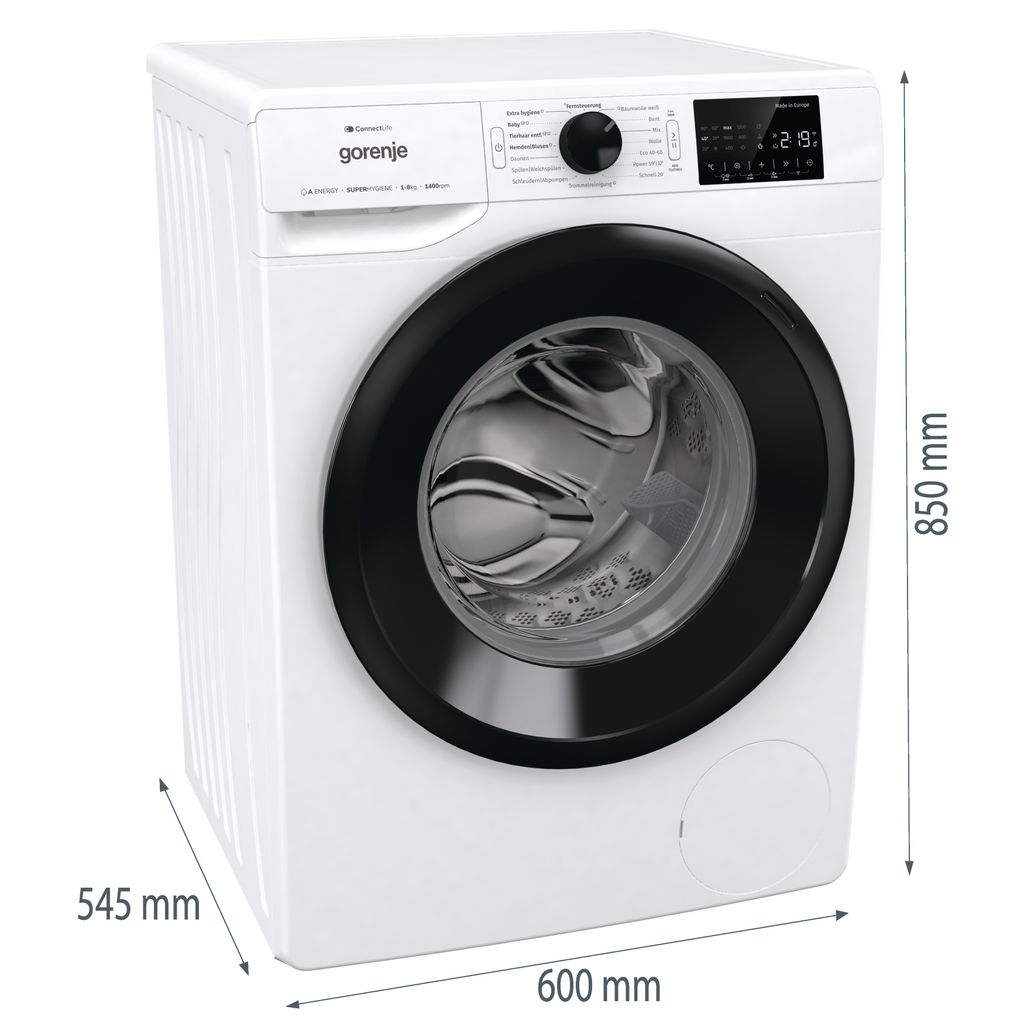 gorenje WPNEI84A1TS Waschmaschine, 8kg, 1400 U/min., Dampffunktion, 15 Progamme, WaveActive Trommel, ConnectLife WIFI