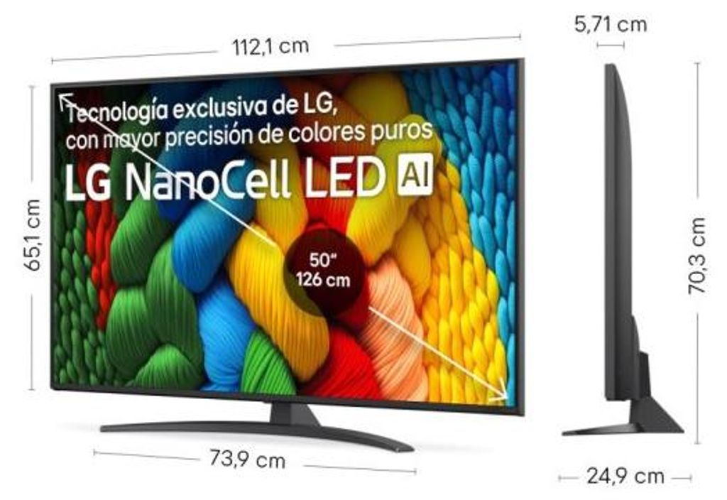 LG NanoCell AI 50NANO81A6A, 127 cm (50"), 3840 x 2160 Pixel, NanoCell, Smart - TV, WLAN, Schwarz