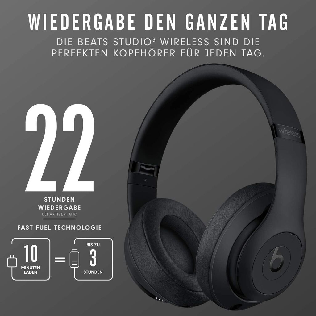 Apple Studio 3, Verkabelt & Kabellos, Anrufe/Musik, 260 g, Kopfhörer, Schwarz