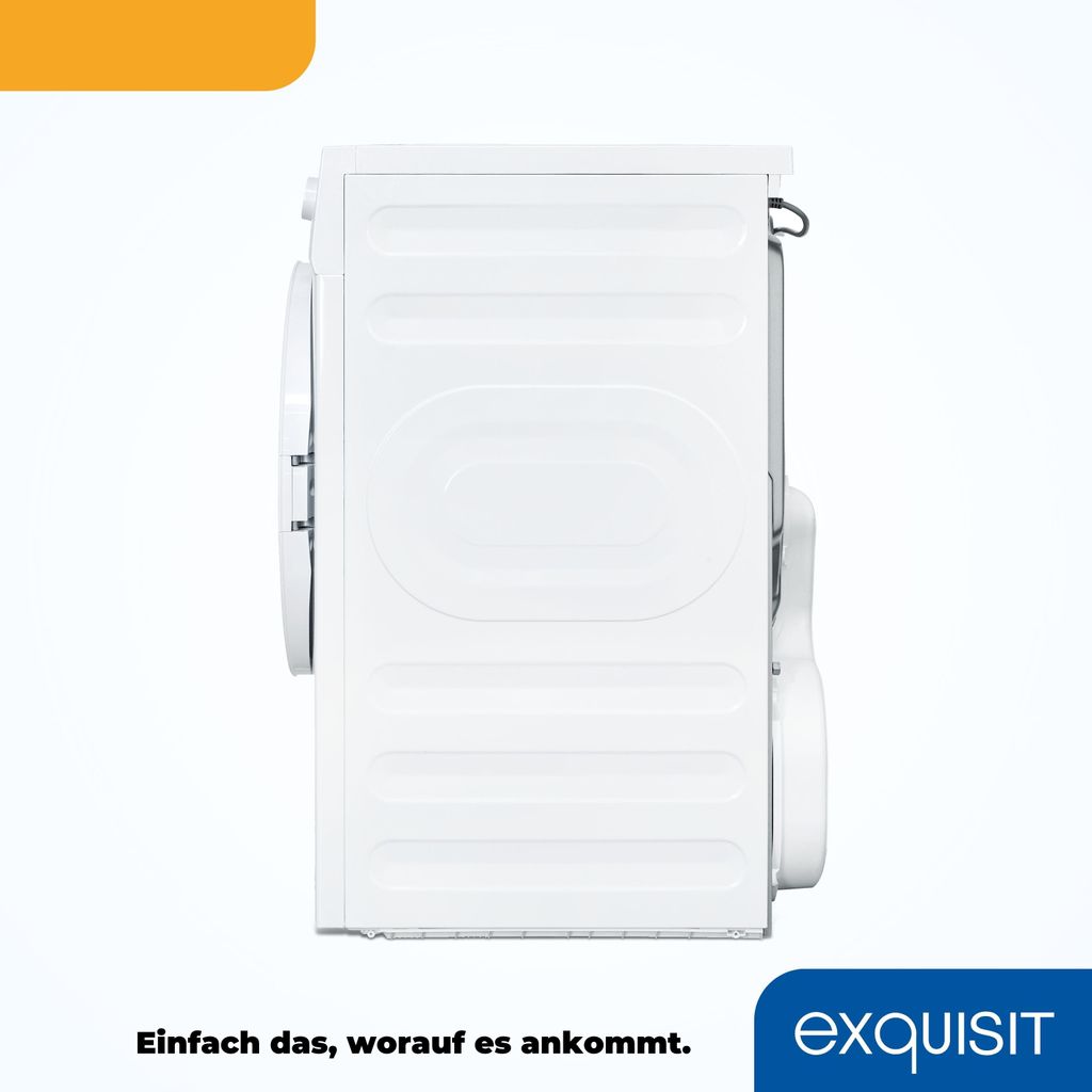 Exquisit Wärmepumpentrockner, 8kg Trockner mit 16 Programmen, Startzeitvorwahl, Knitterschutz, TWP803 - 030E weiss