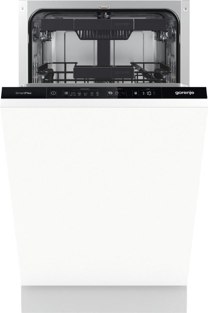 gorenje G400 Vollintegrierbarer Geschirrspüler, 45 cm, Voll integriert, Single (45 cm breit), Weiß, Schwarz, Tasten, Edelstahl