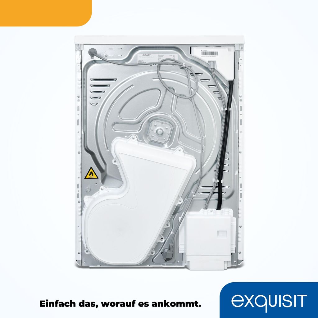 Exquisit Wärmepumpentrockner, 8kg Trockner mit 16 Programmen, Startzeitvorwahl, Knitterschutz, TWP803 - 030E weiss
