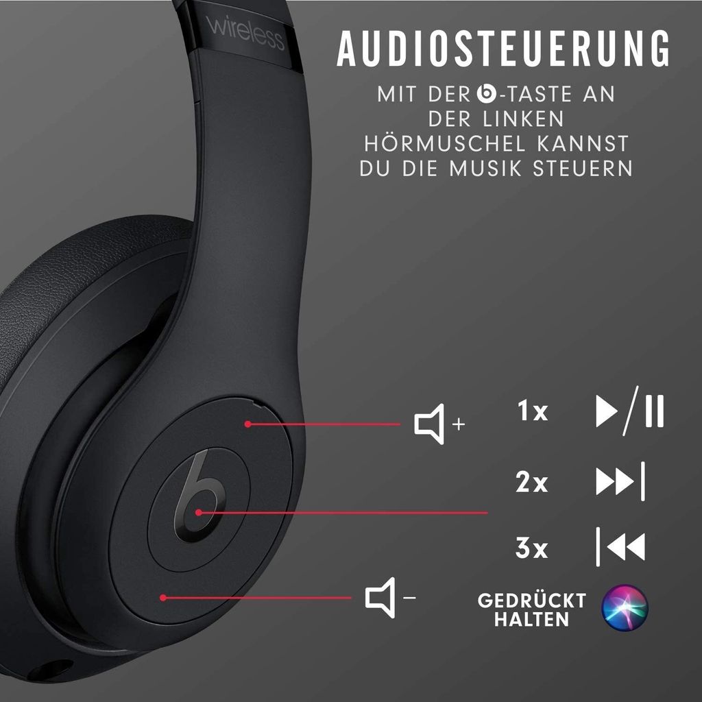 Apple Studio 3, Verkabelt & Kabellos, Anrufe/Musik, 260 g, Kopfhörer, Schwarz