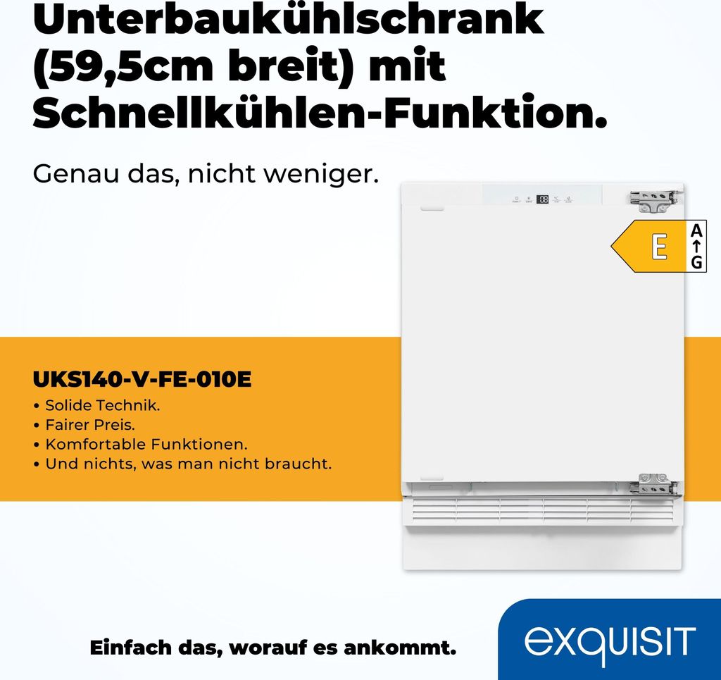 Exquisit Unterbau Vollraumkühlschrank UKS140 - V - FE - 010E
