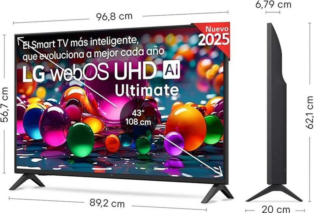 LG UHD AI 43UA75006LA 43 Zoll (109 cm) 4K Smart TV Active HDR webOS, Schwarz