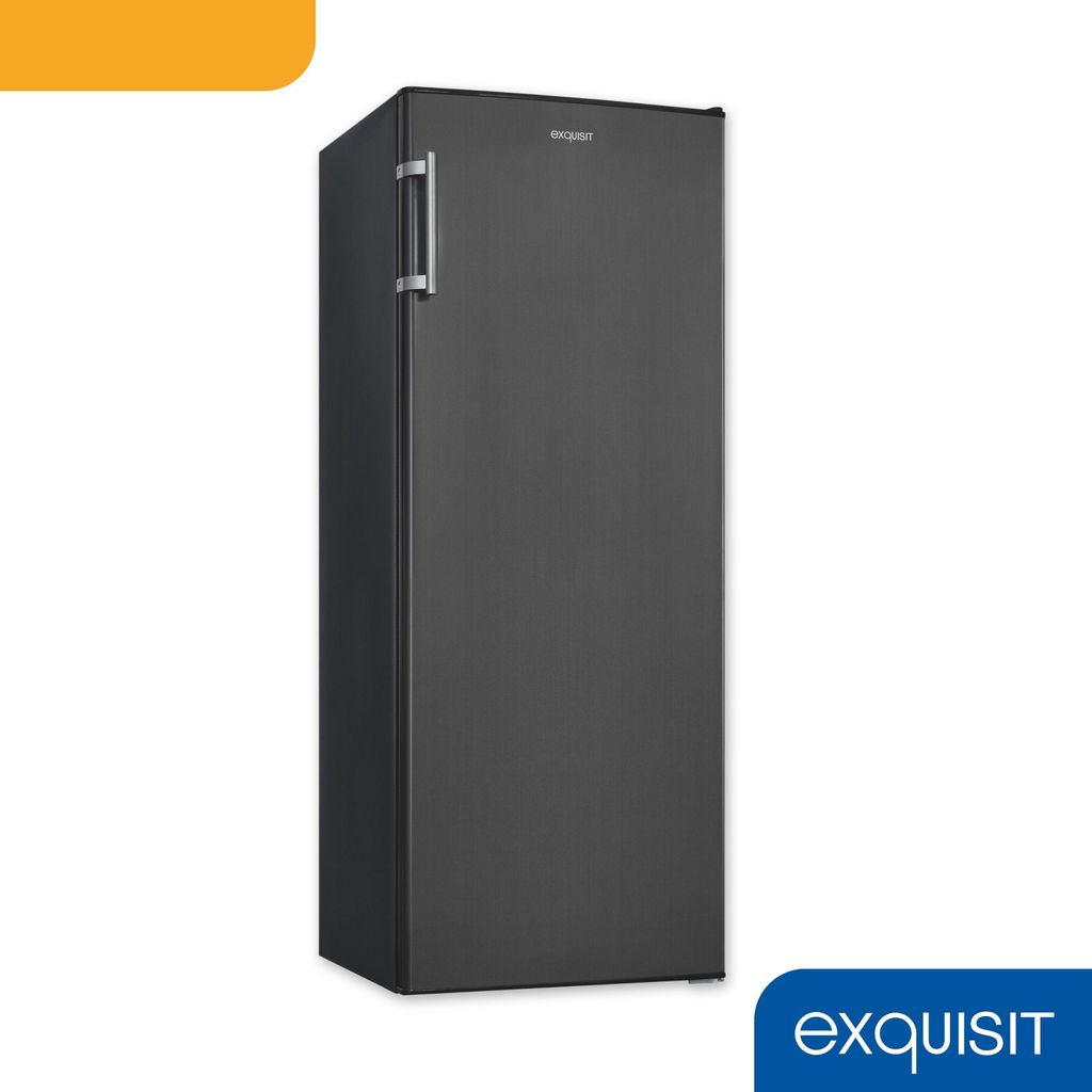 Exquisit Vollraum - Kühlschrank ohne Gefrierfach, 242 Liter, 5 Ablagen, 4 Türablagen, Türanschlag wechselbar, 55 cm Breite, KS320 - V - H - 040E inoxlook - az